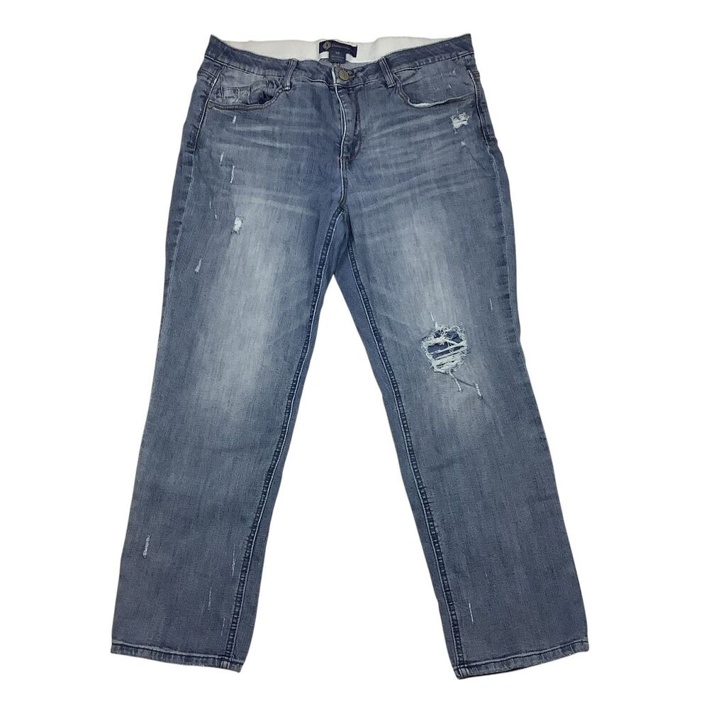 Democracy AB Solution Jeans Women 16 35X28.5 Mid Rise Distressed Straight Leg